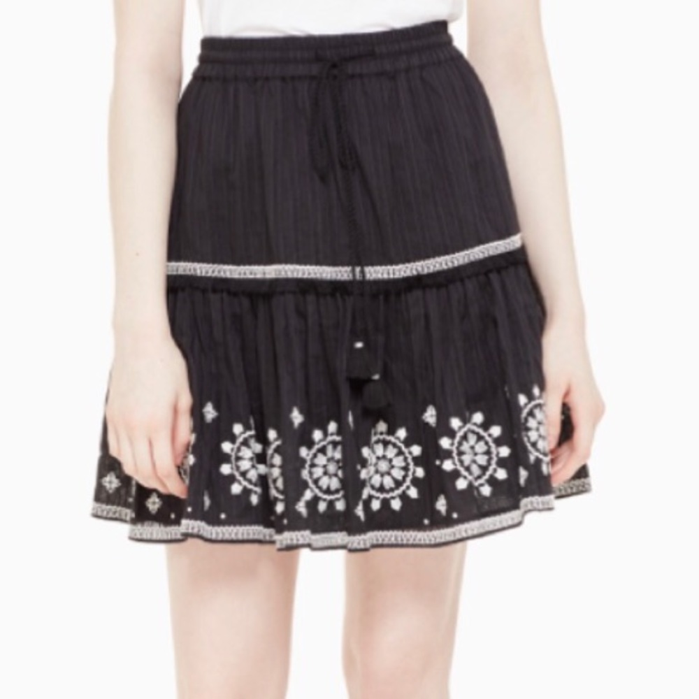 Kate Spade New York Mosaic Embroidered Black Skirt